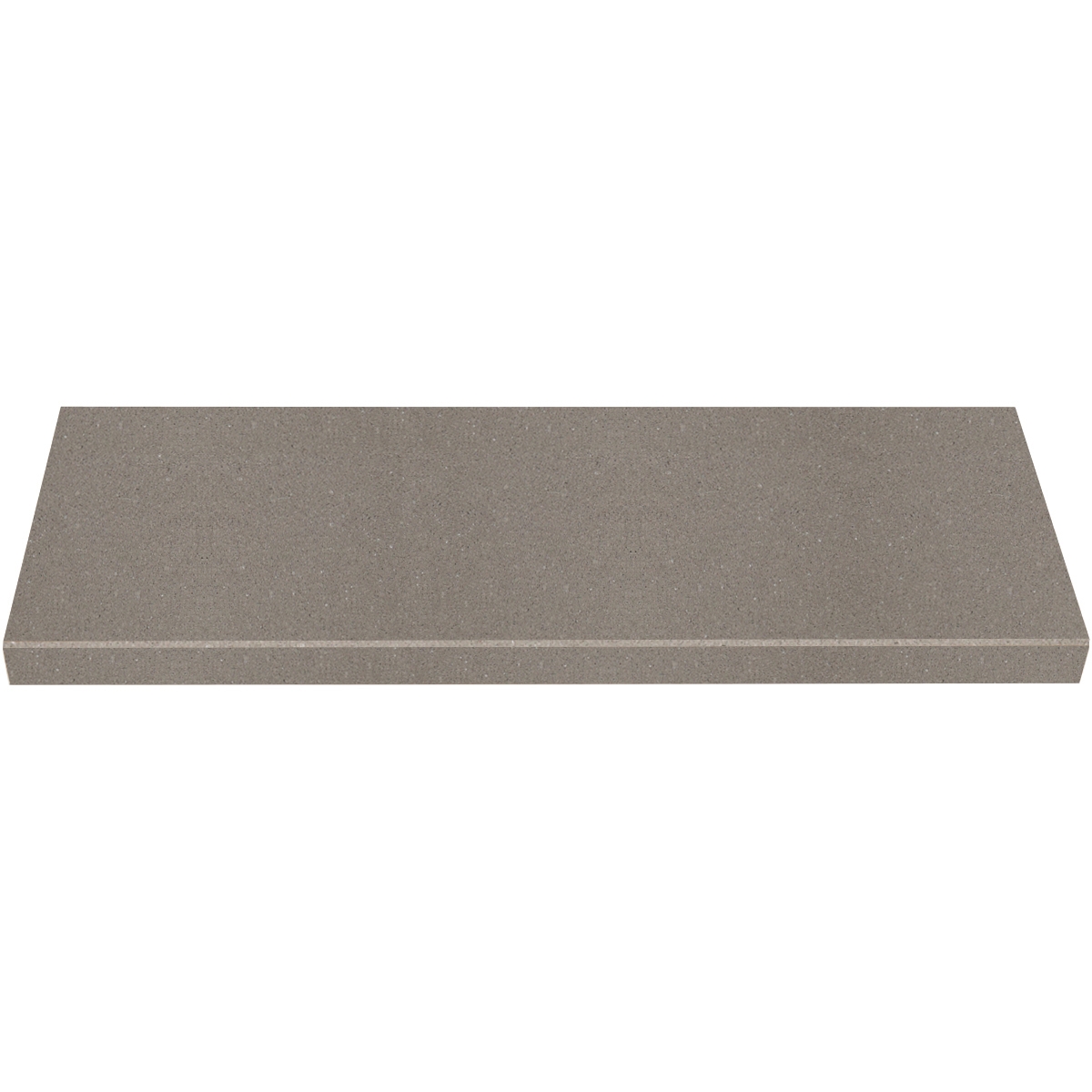 Close up View of Shower Niche Shelf Taupe Grey Stone Tile